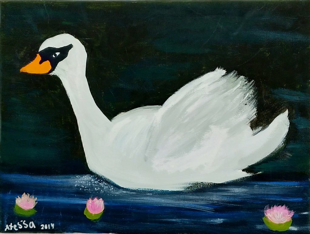 swan-painting-on-canvas-dark-background